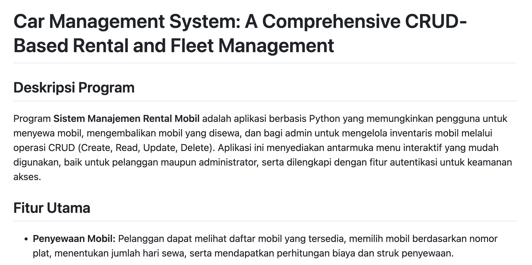 Car Management System CRUD Project